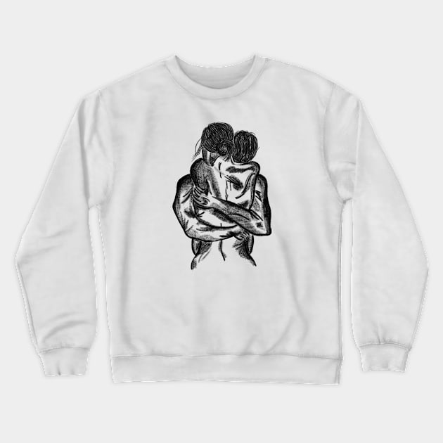 Man and woman hugging sketch Crewneck Sweatshirt by Moonance